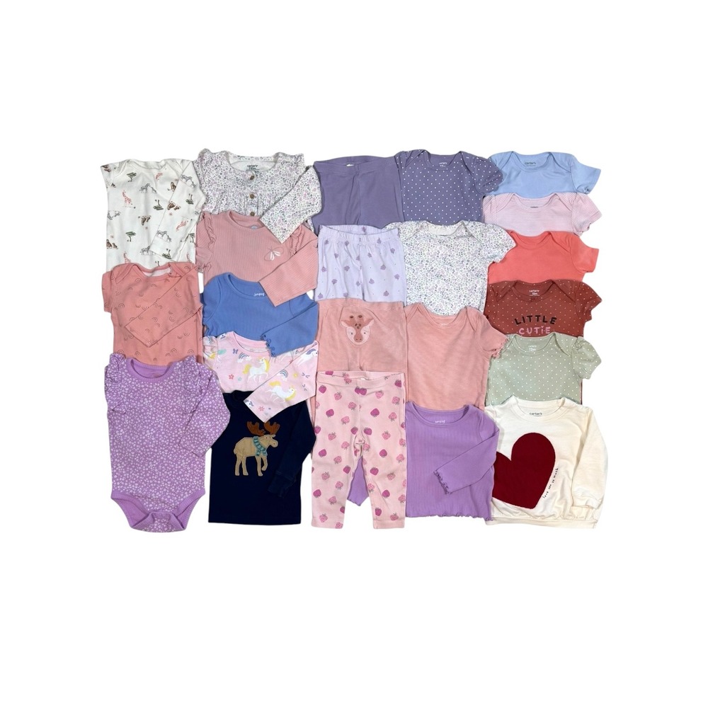 Baby Girl's 12M Clothing Lot 22pc Carters Jumping Beans Okie Dokie Bundle Tops